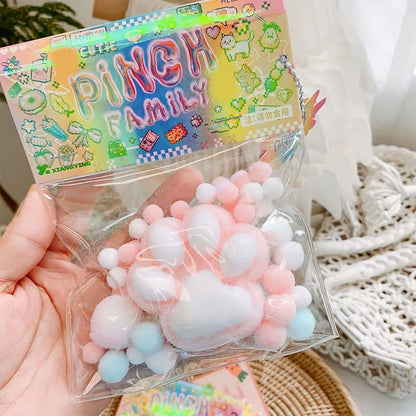 Handmade Flocking Cat'S Paw Stress Relief Squishy Toy Mochi Slow Rebound New Fidget Toy Birthday Party Gift